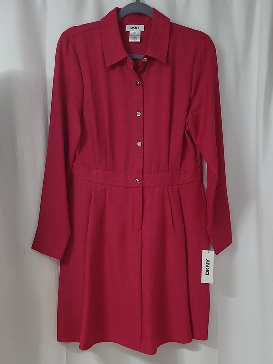 Dkny Dresses & Skirts - NWT DKNY raspberry pink long-sleeve shirt dress